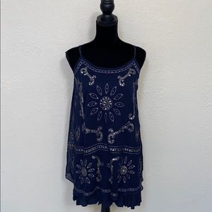 COPY - AE Gold Beaded & Embroidered Navy Dress